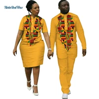 2020 dashiki african dresses for women bazin riche mens african clothing top and pants sets sweet couple lover clothes wyq127
