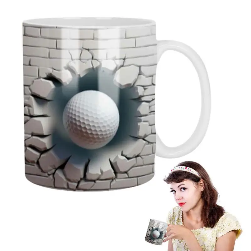 

Coffee Mugs Funny Effect 350ml 3D Effect Ball Image Coffee Mugs With Handle Novelty Drinkware For Cafe Coffee Table Dining Table