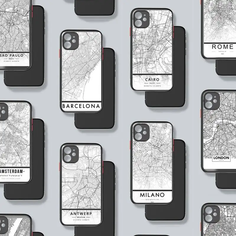 

London Country Sketch City Map Phone Case matte transparent For iphone 14 11 12 13 plus mini x xs xr pro max cover