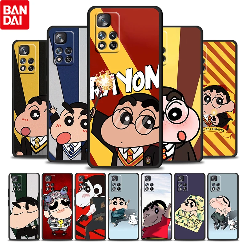 

Crayon Shin chan Cartoon For Xiaomi Redmi Note 10 10S 9 9S 9T 8 8T 7 6 5 Pro 5G Silicone Soft TPU Black Phone Case Fundas Cover