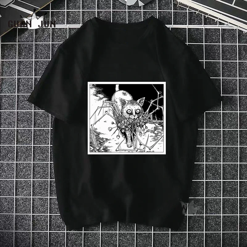 Японская Футболка с принтом манга страшный спиральный демонизатор футболка для