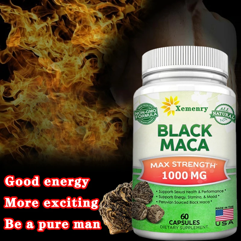

Black Maca Root Capsules Maximum Strength Male Enhancement Capsules, 1000 Mg Per Serving, Maca Root Extract Supplement