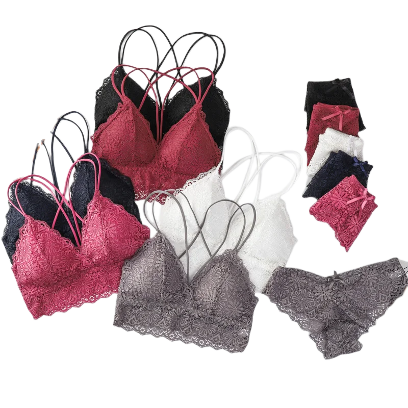

Women Lace Lingerie Set Push Up Bra Set Embroidery Underwear Set Sexy Bras Bralette Ultra-thin Bra Transparent Brief Sets