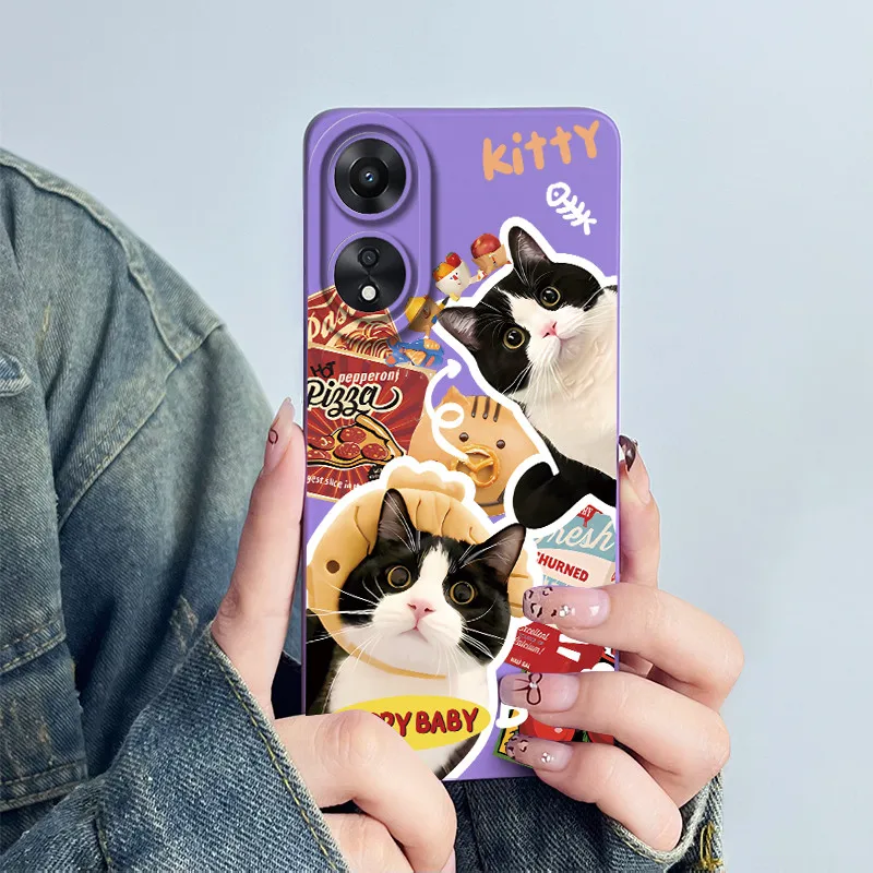 Фото Чехол для телефона OPPO A78 5G CPH2483 CPH2495, силиконовый чехол с милым цветком панды для мальчиков и девочек, окрашенный корпус с рисунком, чехол №5