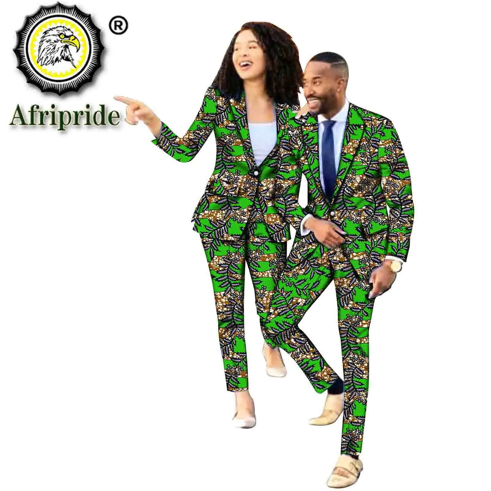 2023 African Suit for Couple Dashiki Print Jacket with Trousers Suit Slim Fit Set Wax Cotton Ankara Attire for Men Women S20C021