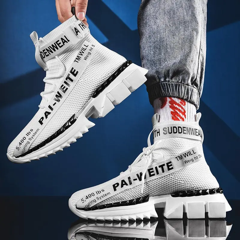 

tenis gym Man high sneakers breathable white Sport shoes men denim Man running shoes sports and basket