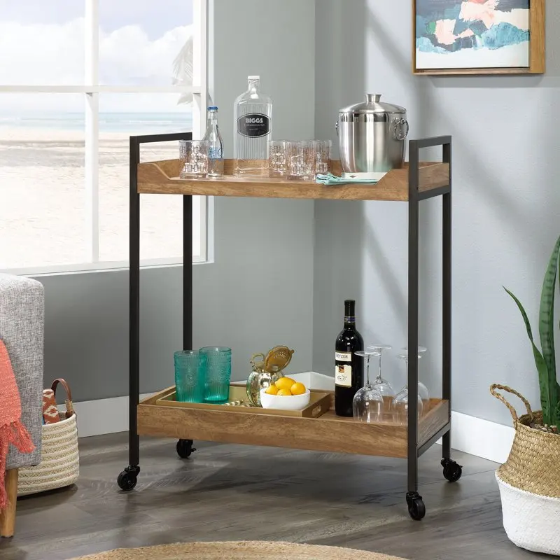 

Curiod Wood and Metal Bar Cart, Sindoori Mango