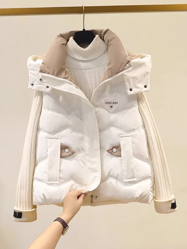 2024 Новый пуховый хлопковый жилет для женщин свободный корейский на осень и зиму с