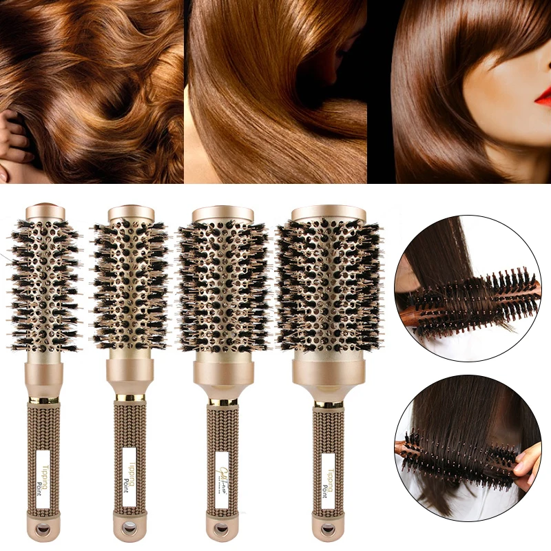 

4 Sizes Professional Salon Styling Tools Round Hair Comb Hairdressing Curling Hair Brushes Comb Ceramic Iron Barrel Comb Useful