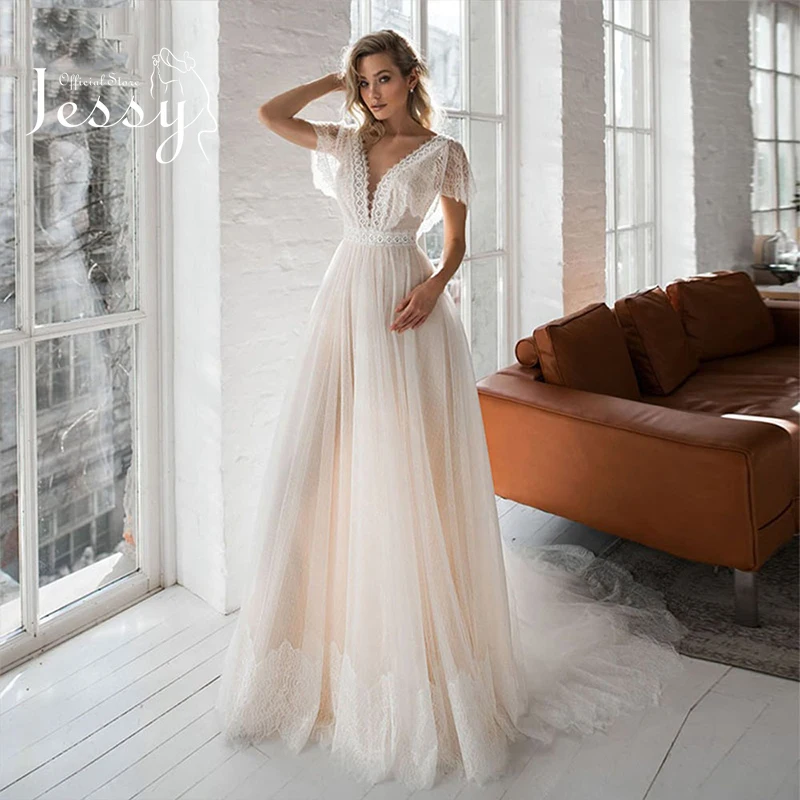 

Elegant Wedding Dress Organza With Embroidery A-line Floor Length Train Ball Gown O-neck Corset Sleeveless Bridal Gowns Button