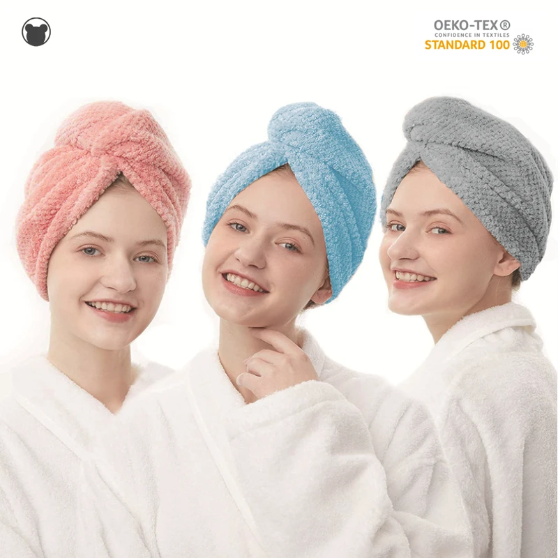 

Women Hair Drying Hat Quick-dry Hair Towel Bath Hat Microfiber Bath Towels Cap Super Absorption Turban Hair Dry Cap for Home