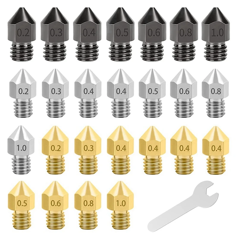 

25PCS 3D Printer Extruder Nozzles High Temperature Pointed Wear Resistant Nozzle For CR-10, Ender 3/ Ender3 Pro, Aquila