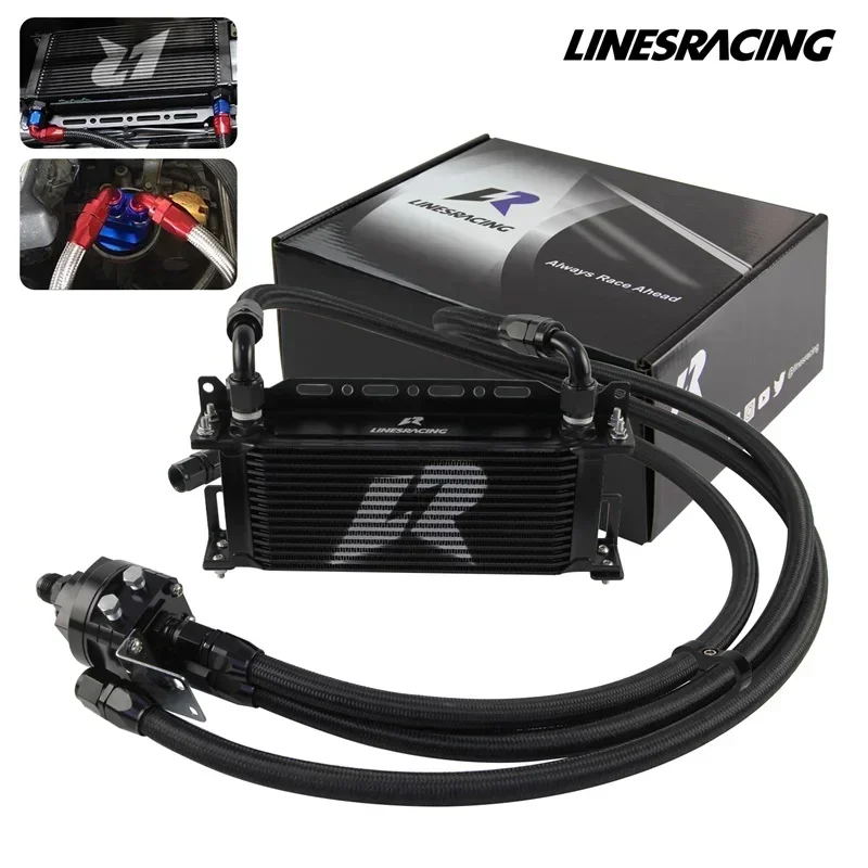 Черный LR 15-рядный масляный радиатор AN10 с кронштейном + комплект переходных