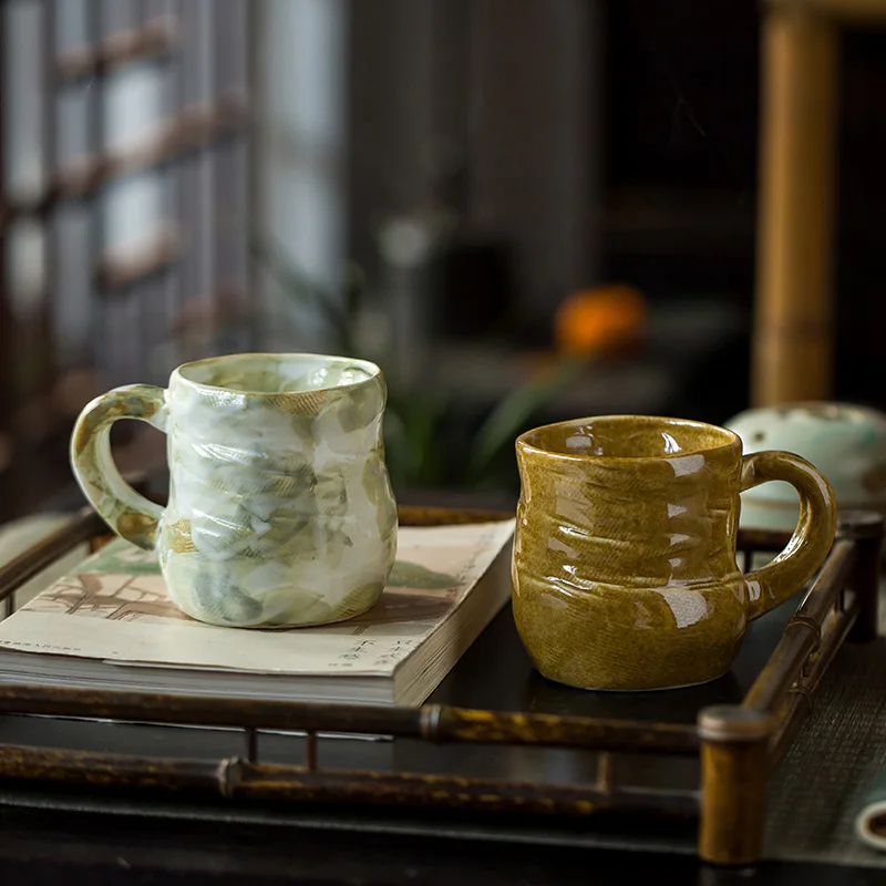 

Японская винтажная керамическая кофейная кружка, индивидуальная креативная кофейная чашка для пары, завтрак, 240 мл, оригинальная фарфорова...