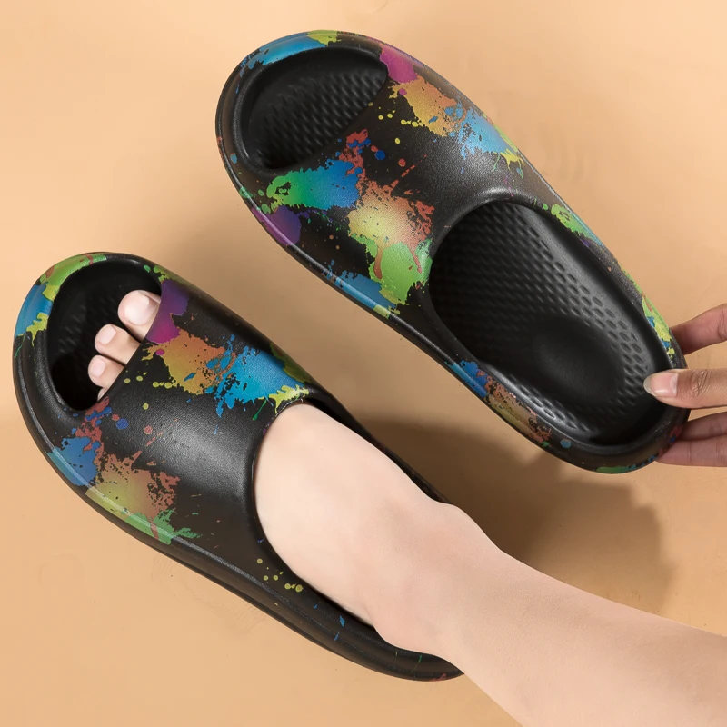 SUNNYS Swing Shoes Lose Weight Slippers for Women Home Slides Leg Slimming Fitness Shoes Graffiti Thick-soled Slippers Non-slip