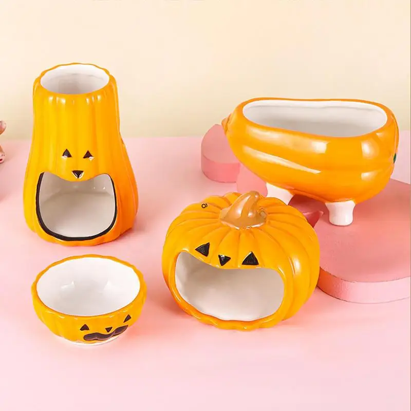 

Cute Hamster Feeding Bowl Hamster Food And Water Dish For Syrian Bunny Guinea Pig Gerbil Ferret Ceramic Halloween Accessories