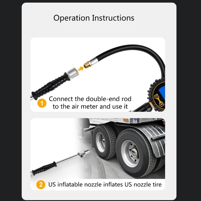 12" Extended Reach Dual Head Air Chuck, 2-Way Connection 1/4" FNPT