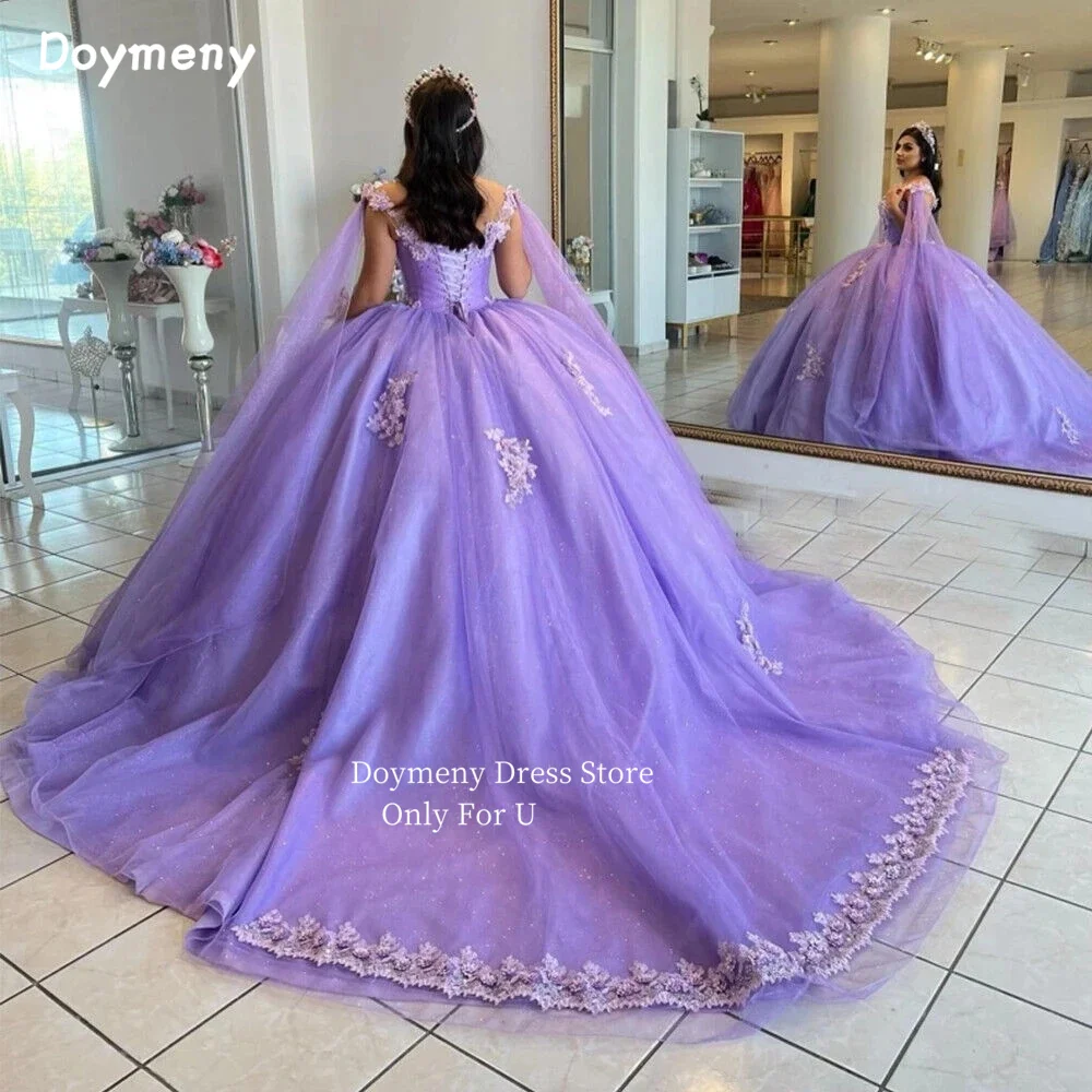 Накидка-халат Doymeny платья для Quinceanera блестящее Тюлевое платье с аппликацией