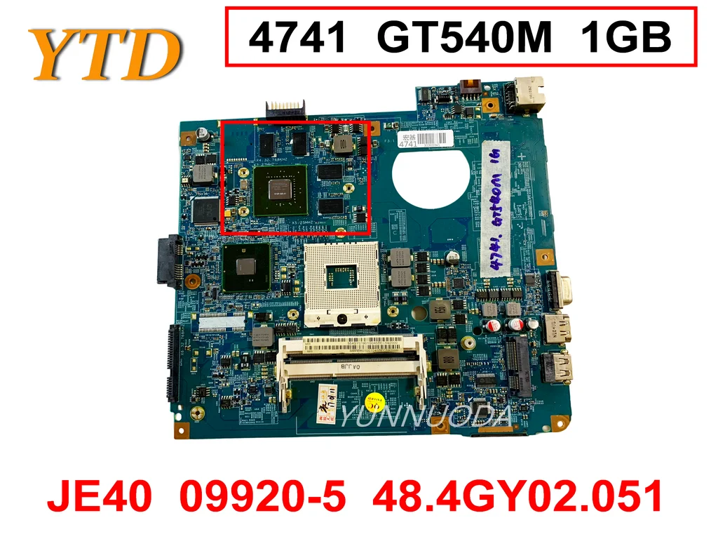 Original For Aspire Travelmate 4741G 4741Z Laptop motherboard GT540M 1GB JE40 09920-5 09920-3 48.4GY02.031 48.4GY02.051   Tested