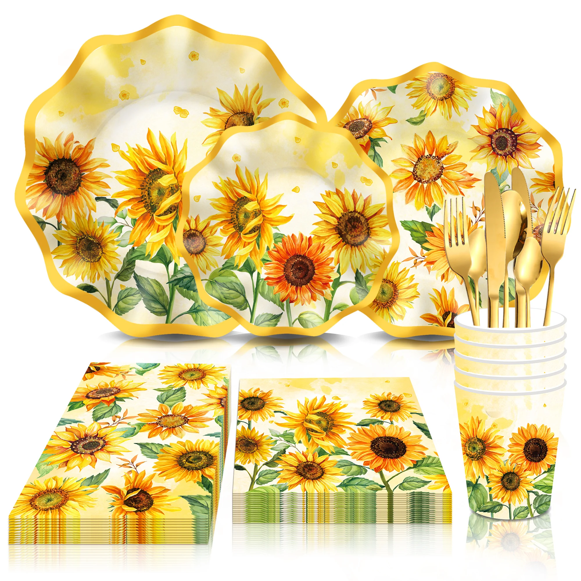 

Набор одноразовой посуды с весенним рисунком подсолнуха, тарелки для подарков на день рождения, бумажные салфетки, украшение для детского стола