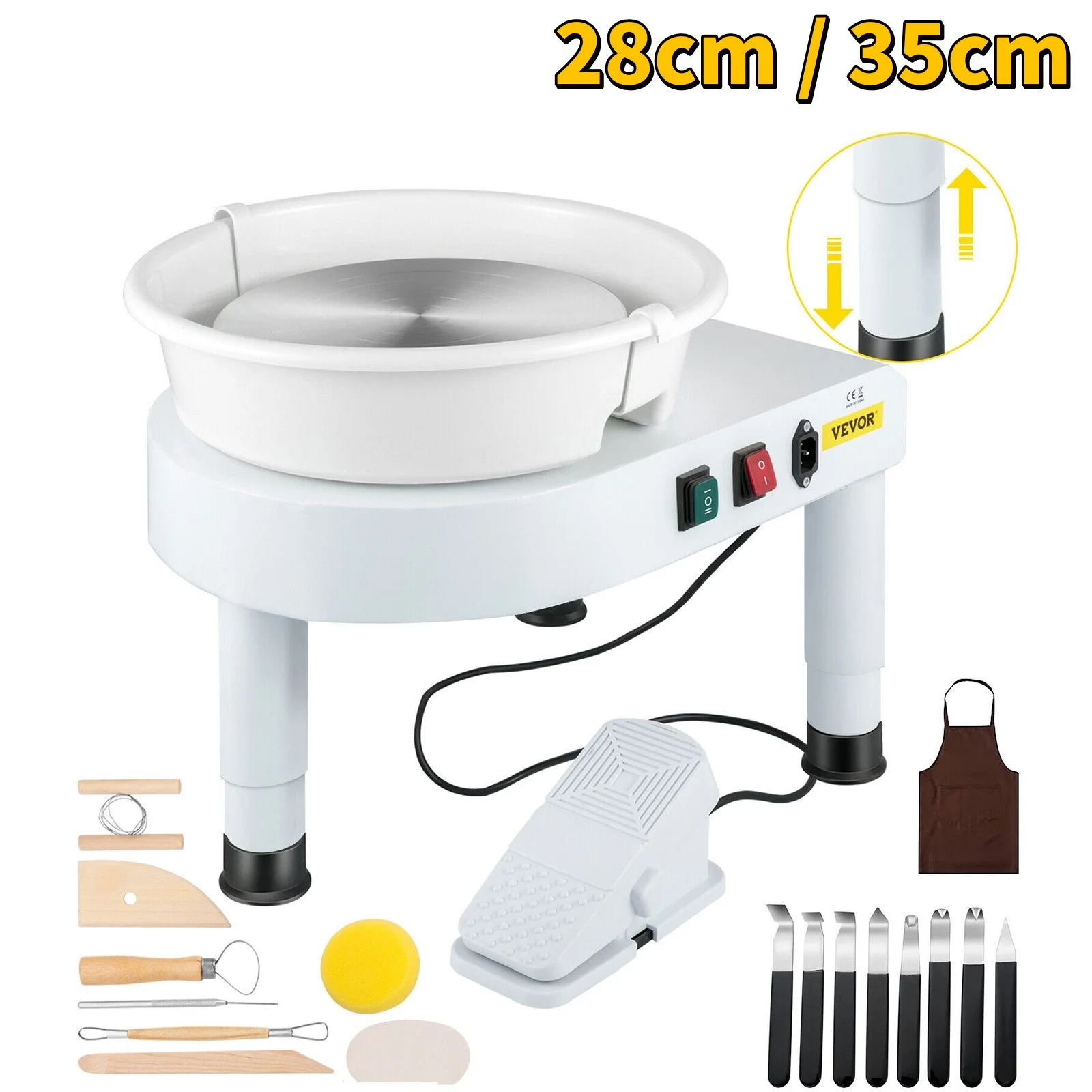 

Electric Pottery Wheel Machine 28CM 35CM Foot Pedal W/ Shaping Tools for School Ceramic Clay Working Forming DIY Art Craft