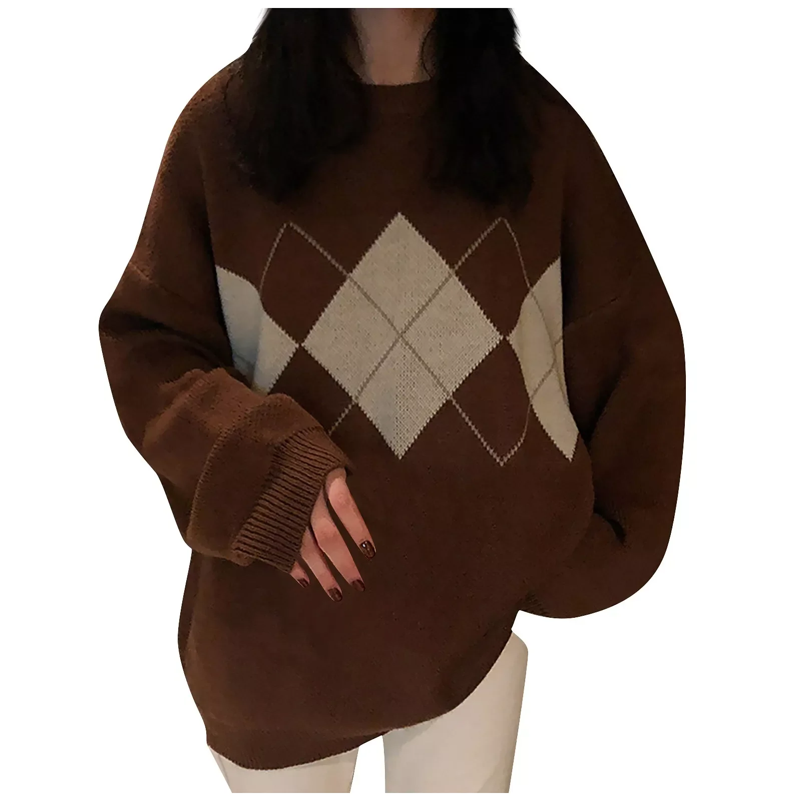 

NEW IN Ladies Korean Knitted Sweater Fashion Women Pullovers Loose Sweater College Style Winter Women Jumper Sueter Mujer