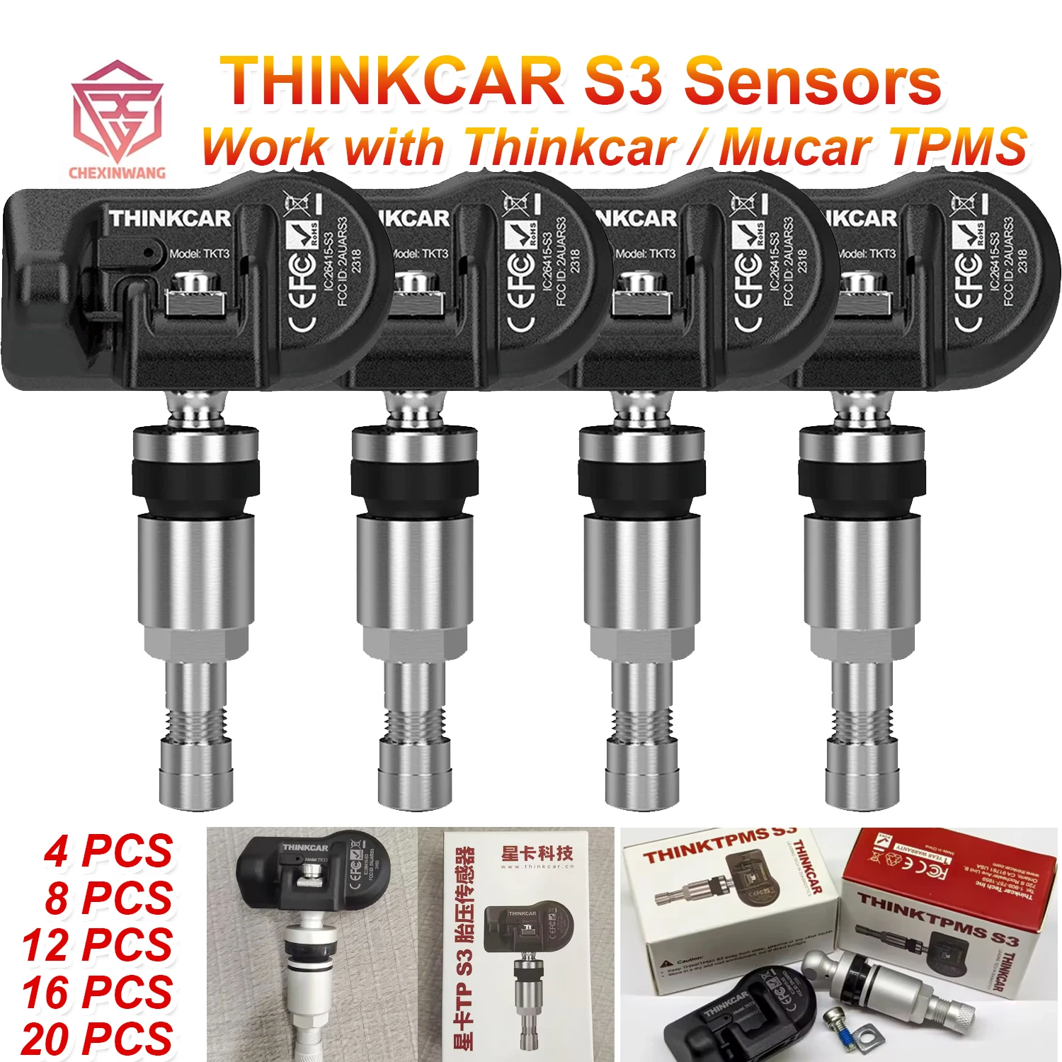 

THINKCAR THINKTPMS S3 Обновление автомобильного датчика давления в шинах TPMS S2 315 МГц 433 МГц Программа работы с инструментом Thinkcar и Mucar tpms