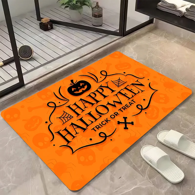 

Halloween Bathroom Rug Bath Mats Mat Floor Kitchen Carpet Washable Non-slip Home Entrance Welcome Foot Door House Room Rugs