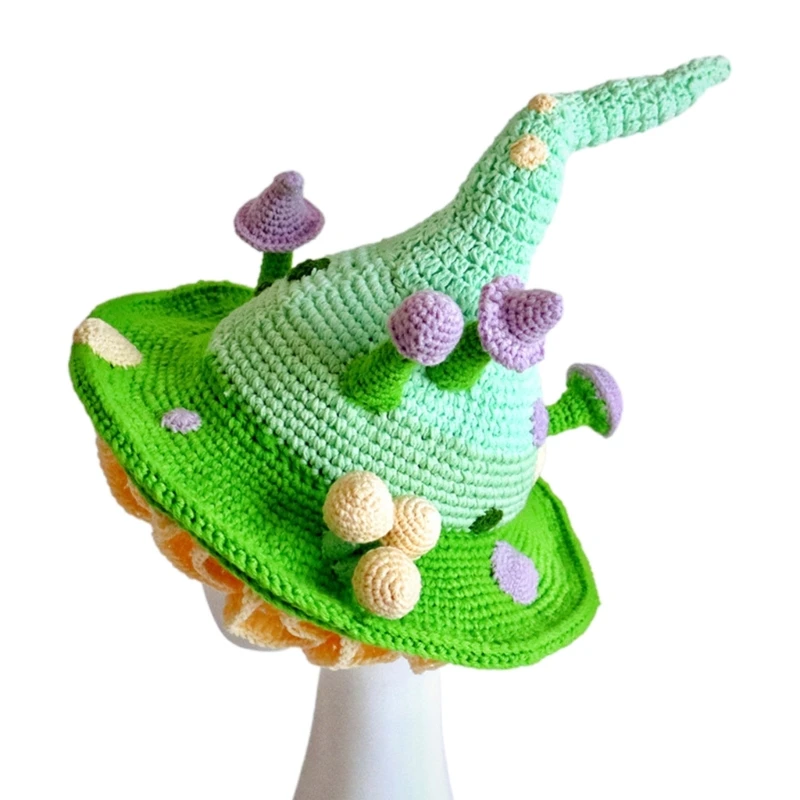 

Halloween Fairy Wizard Hat with Mushroom Decor Devil Hat Cosplay Props Decoration Accessories for Adult Children