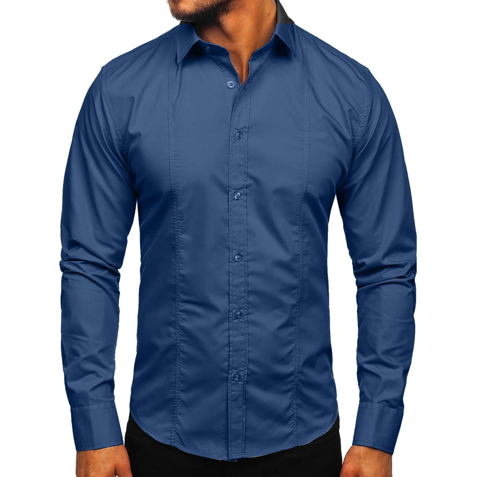 

Scrub Long Sleeve Undershirt Men Men Autumn Winter Solid Casual Long Sleeve Shirts Fashion Top Blouse B Mens Short Sleeve Shirt