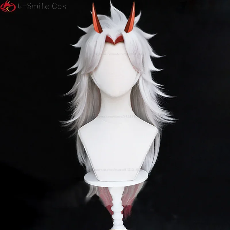 Игра Genshin Impact Косплей Аратаки Итто парик 65 см длинные градиентные волосы с рогом