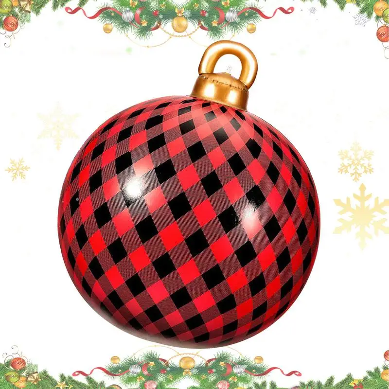 

Inflatable Christmas Ball 24inch Red and Black Plaid Giant Christmas Inflatable Decorations Ornaments Ball Pvc Inflatable