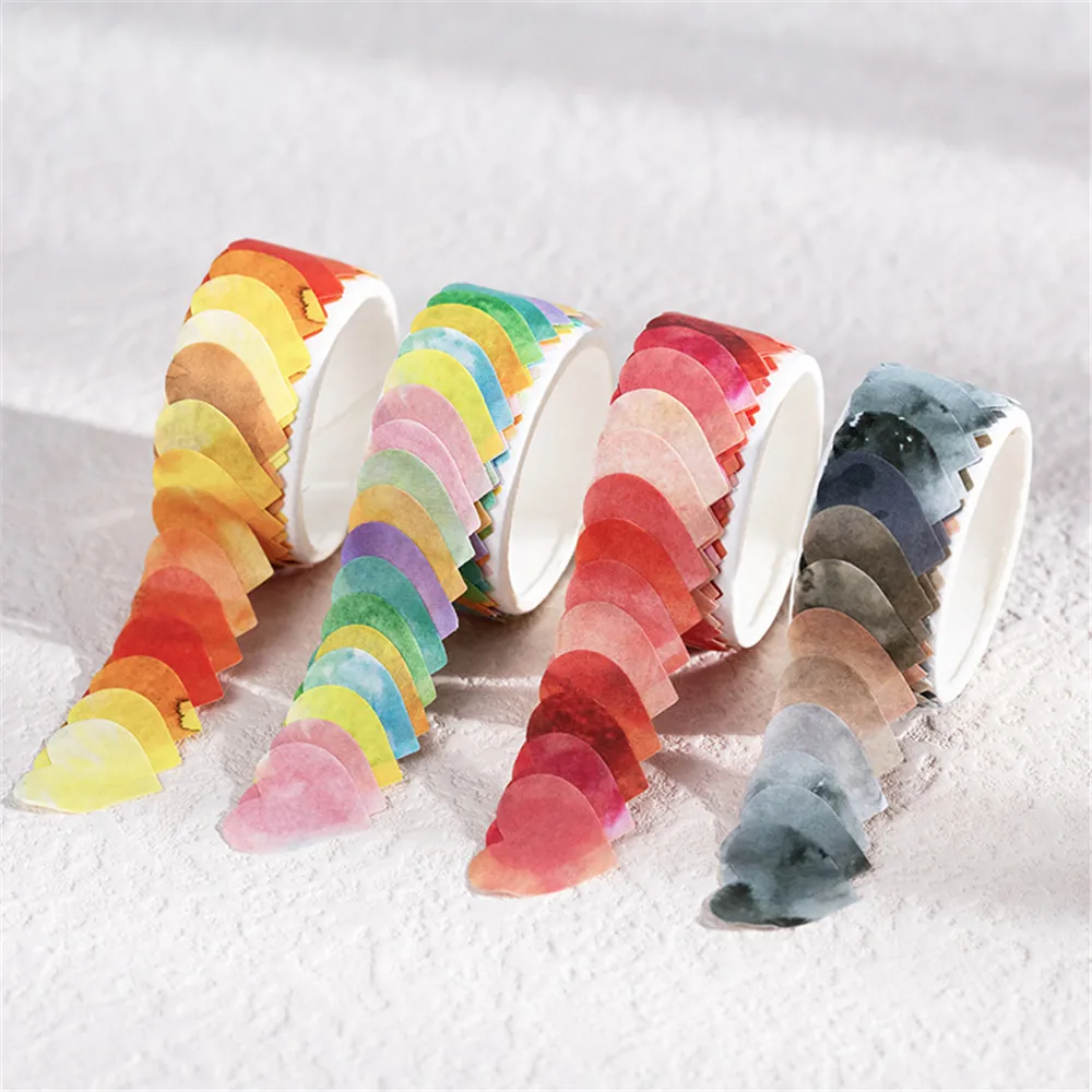 

100pcs/Roll Colorful Love Heart Shape Masking Tape Hand Drawn Color Washi Tape DIY Scrapbooking Collage Decorations