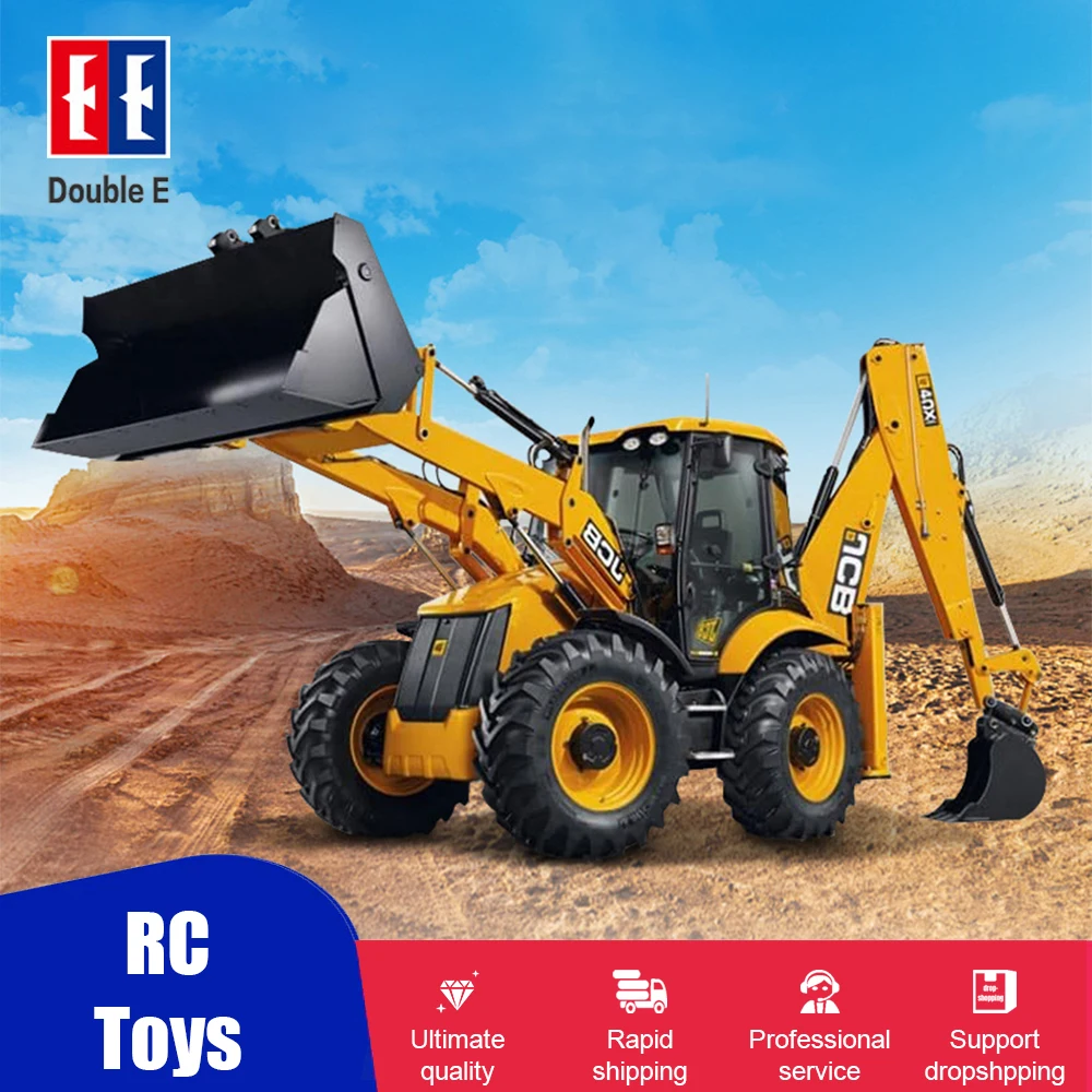 DOUBLE E E589 RC Backhoe Loader 1:20 Excavator Remote Control Car Engineering Vehicle Truck Model Bulldozer Trailer Toy for Boy | Игрушки и