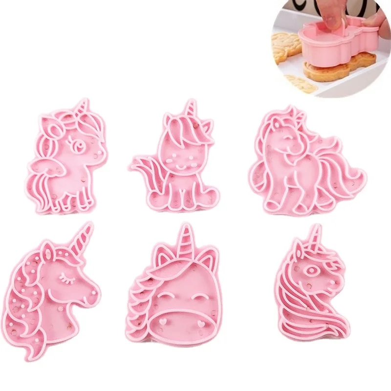 

6pc Cookie Cutter 3d Foremki Do Ciastek Foremki Do Ciastek Push Baking Mold Unicorn DIY Sugar Craft Chocolate Cutter Mould Tools