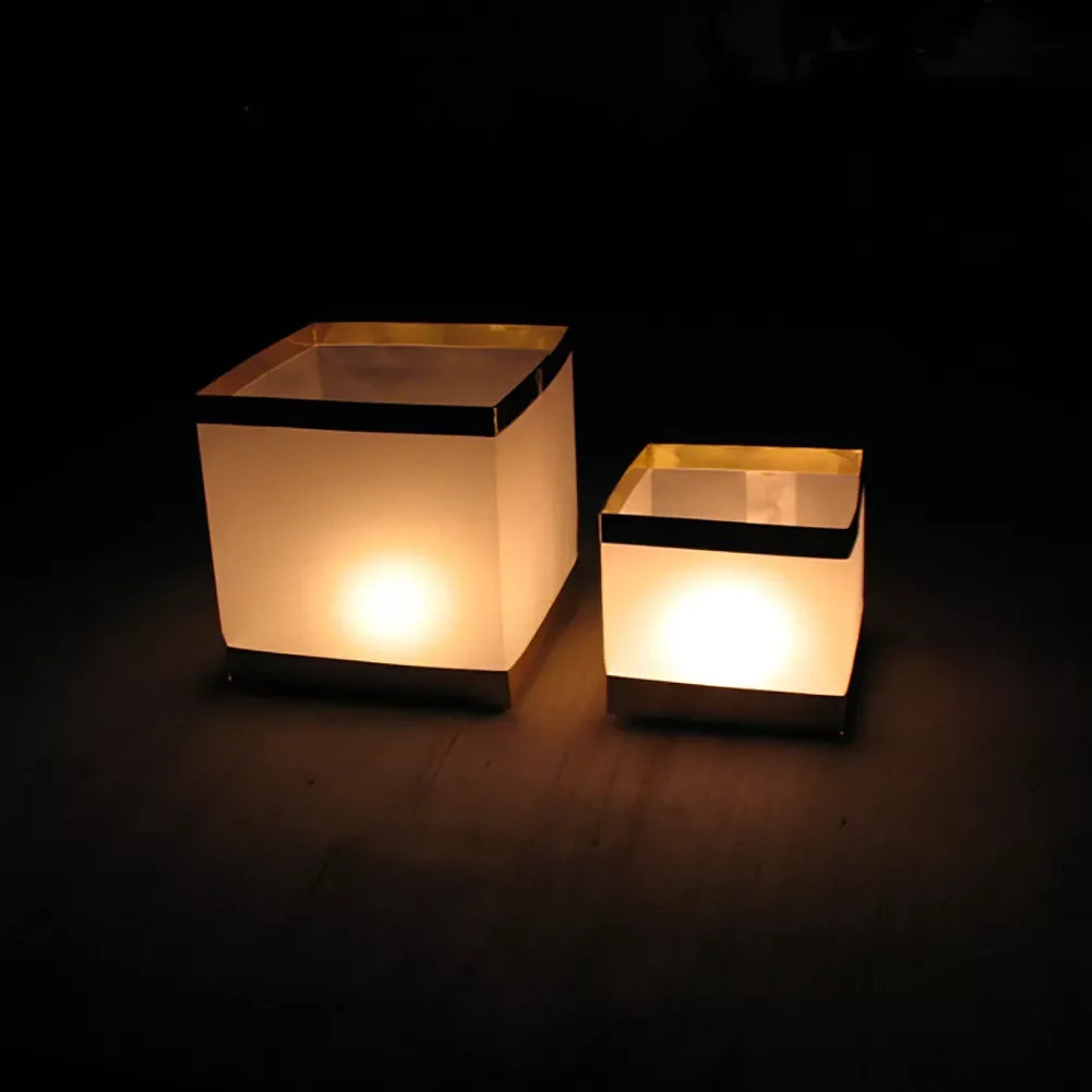

New Square Water Floating Paper Lanterns Wishing Lanterns Come with Candles For Party Birthday Wedding Decoration #