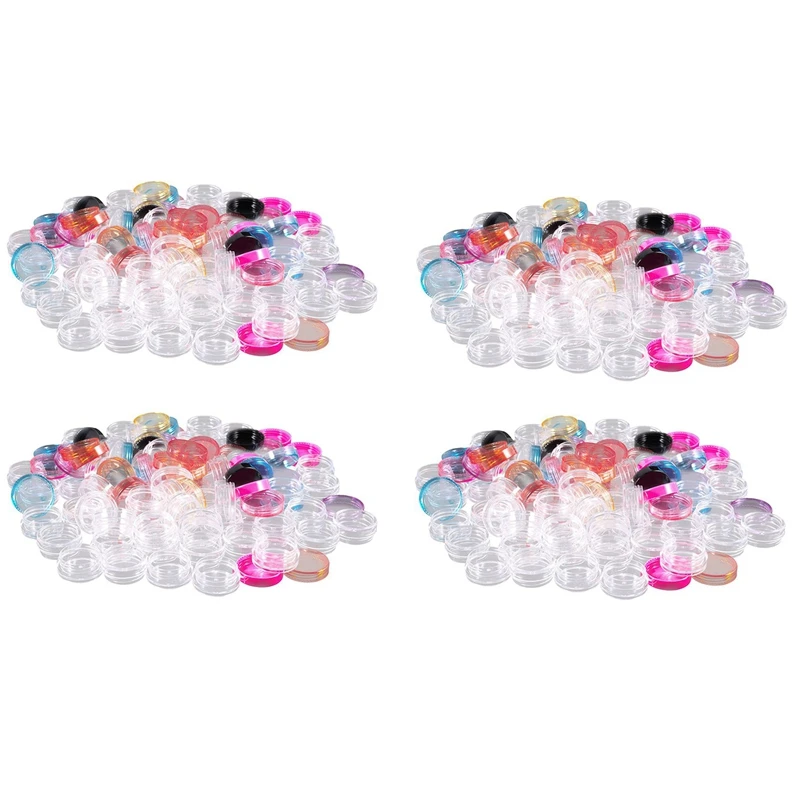 

200 Pieces Plastic Pot Jars Empty Cosmetic Container With Lid For Creams Sample Make-Up Storage, 5 G, 10 Colors