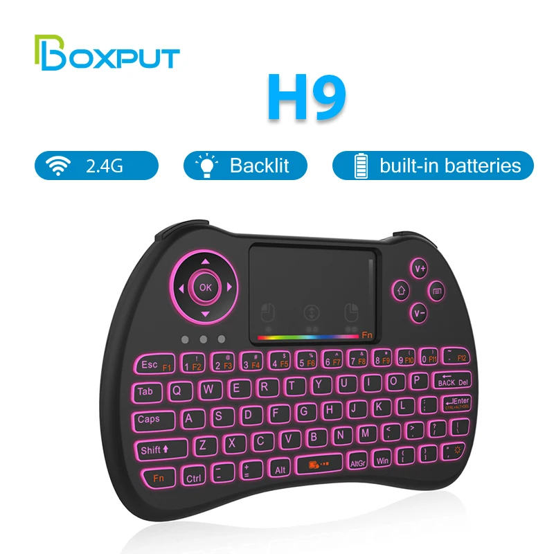 

H9 2.4GHz Wireless Air Mouse Colorful Backlit Remote Control With Mini Keyboard Touchpad for TV Box Computer Laptop Sep Top Box