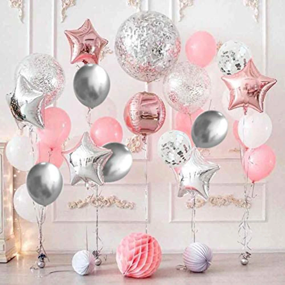 99 шт. розовые латексные воздушные шары