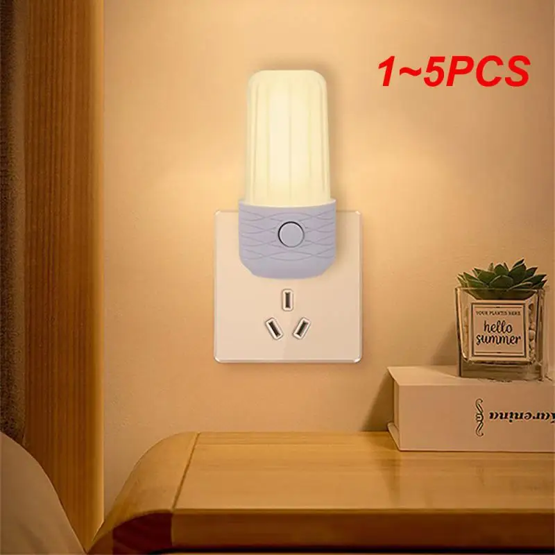 

1~5PCS Night Light Led Energy Saving Soft Lighting 0.4w Plug-in Home Decor Bedside Lamps Small Double Speed Dimming Bedroom Lamp