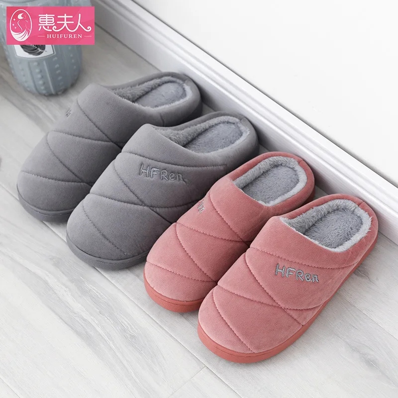 

Women Warm Slippers Couples Indoor Slipper Soft Plush Winter Shoes Female Male Home Floor Cotton Slides Plush Size 47 Footwear