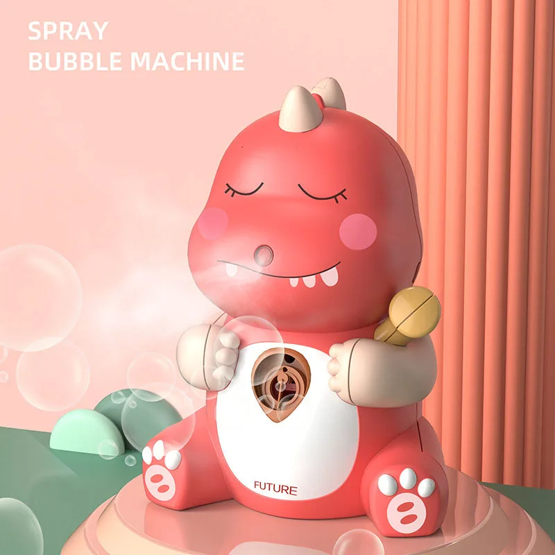 

Electrified Music Dinosaur auto smoke spray bubble machine cute Funny action figure collect pink green toys for 3-10 years child