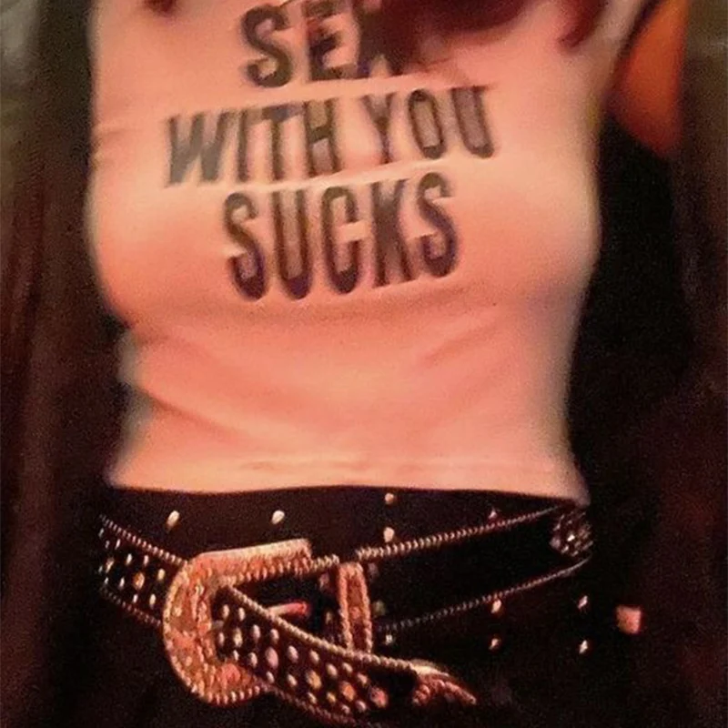 

Футболка женская в стиле Харадзюку, пикантный облегающий топ с надписью, с коротким рукавом, в винтажном стиле, в стиле эмо, летняя сказочная...