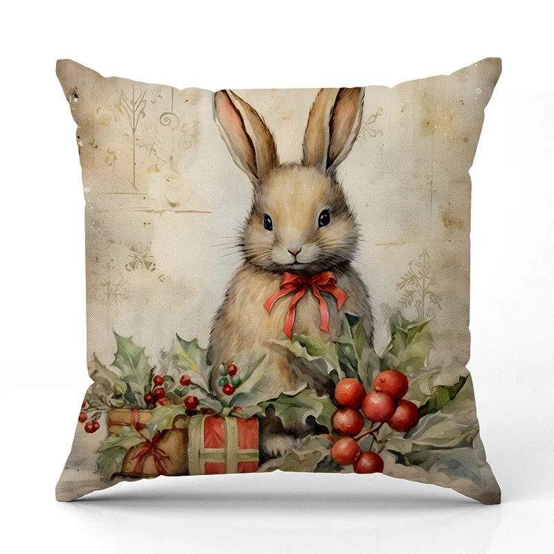 Рождественская наволочка с принтом снеговика