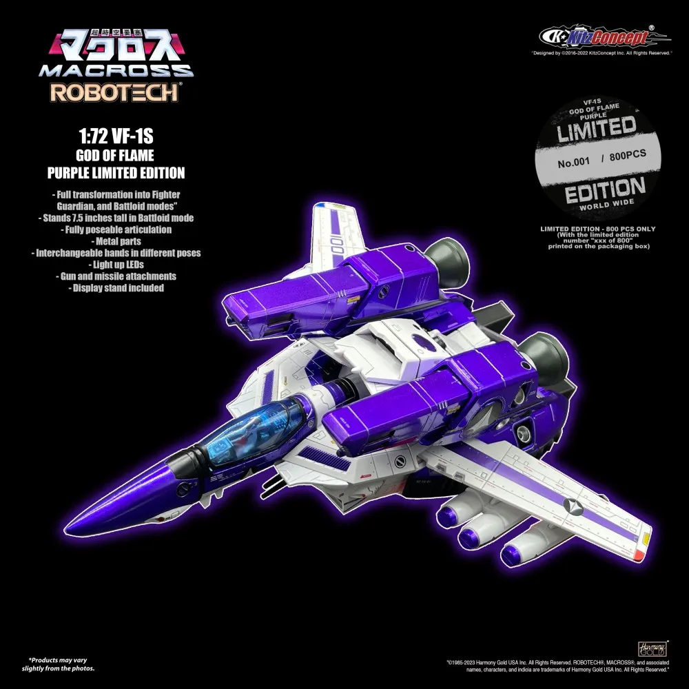 

in stock KitzConcept Robotech Macross VF-1S Super Valkyrie Purple Limited Edition with Super Space Parts KIT Luminous LED