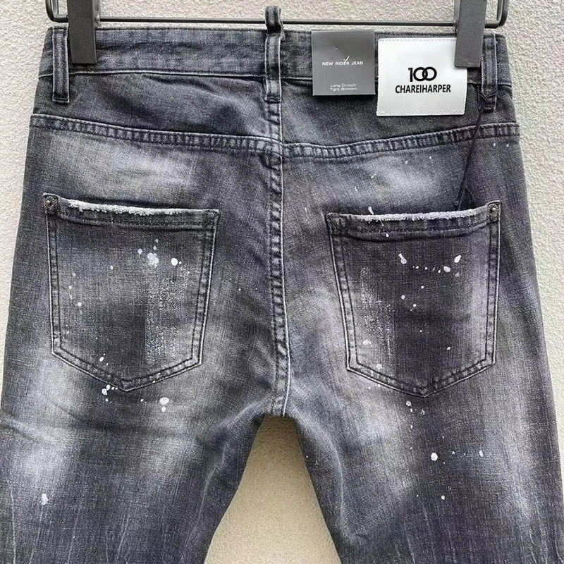 Новинка 100 930-1 тянущиеся мужские джинсы-стрейч с рисунком обтягивающие синие