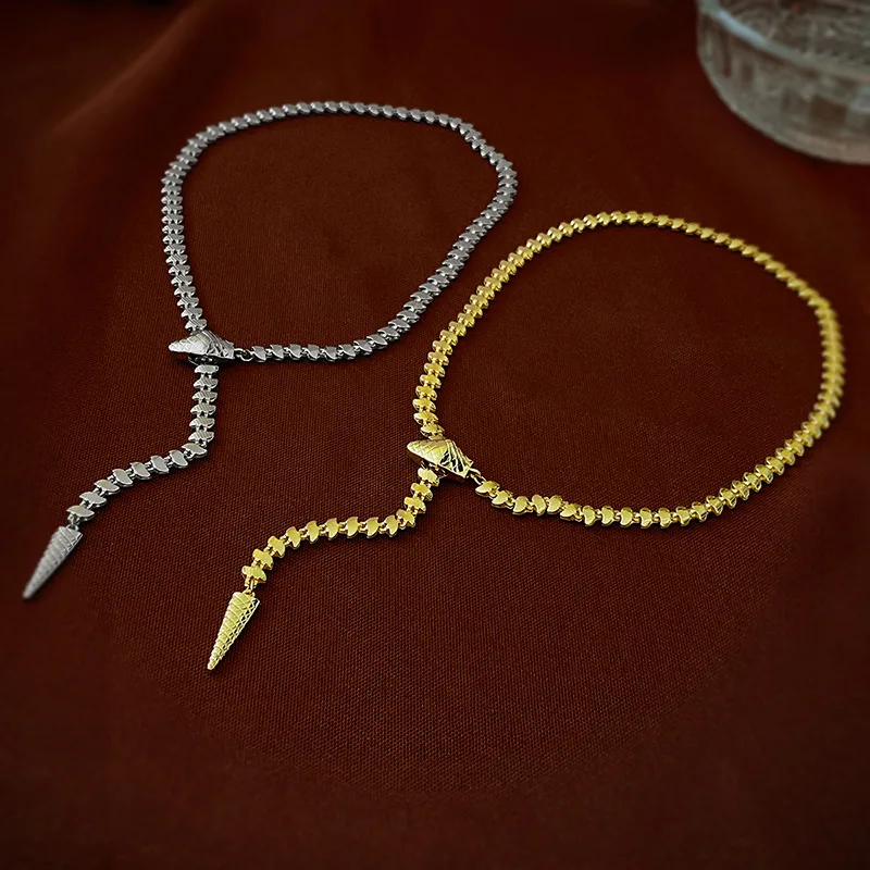 Snake Shaped Necklace Exaggerated Niche In Europe America High-end Collarbone Chain Personalized Design Choker Gift for Women