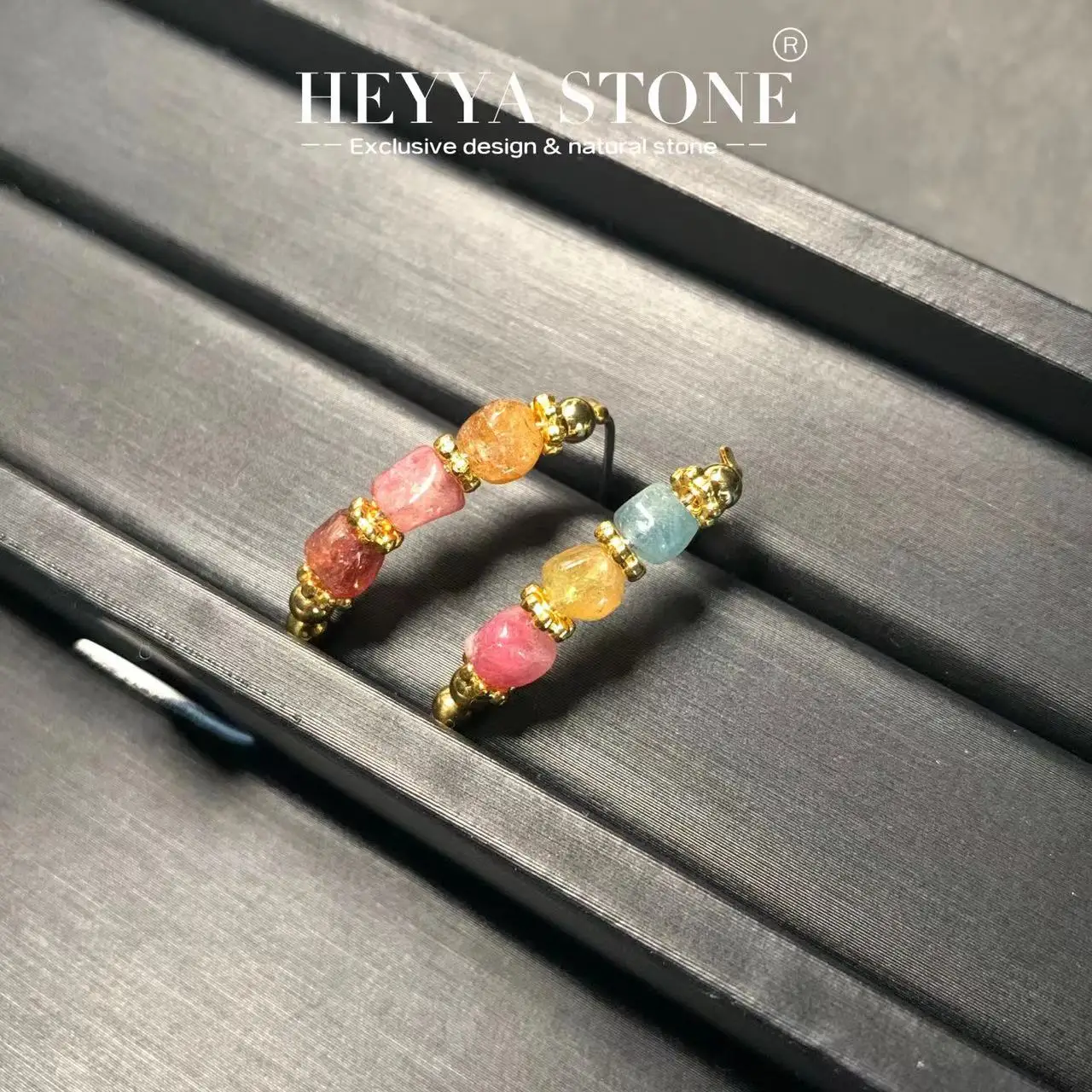 Серьги-гвоздики HEYYA STONE с натуральным турмалином простые круглые ювелирные