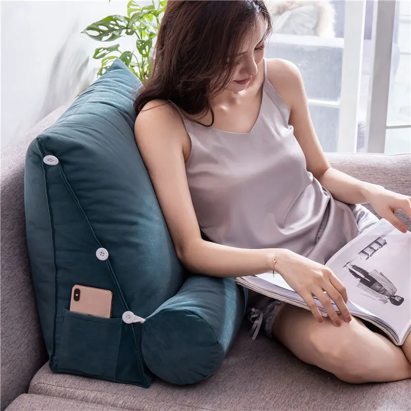 Triangle Body Pillow for Reading & Bed Rest Sofa Waist Cushion Solid Color Wedge Backrest Pillow Back Cushion Headboard Pillow