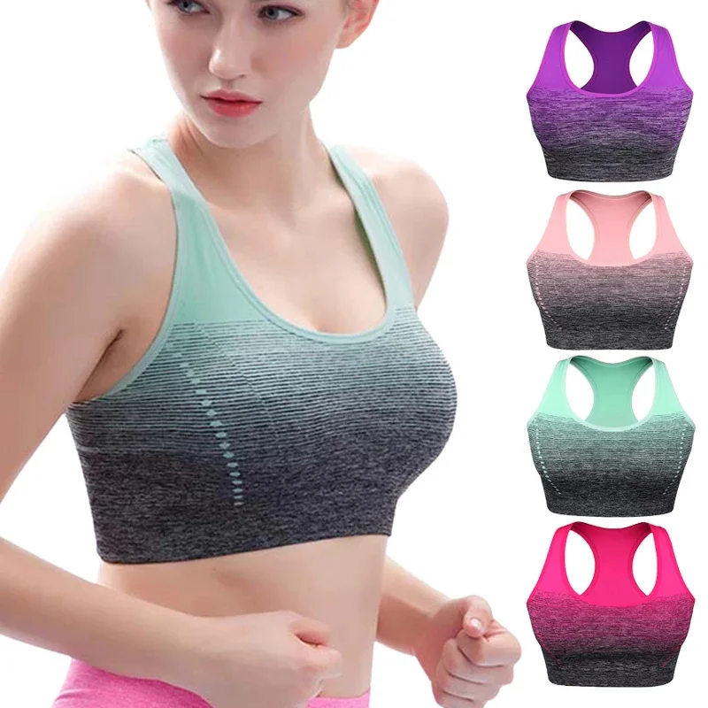 

Gradient High Stretch Sports Bra for Women,Quick Dry Padded HBack Sports Top,Seamless Yoga Running Fitness Sport Bra Top